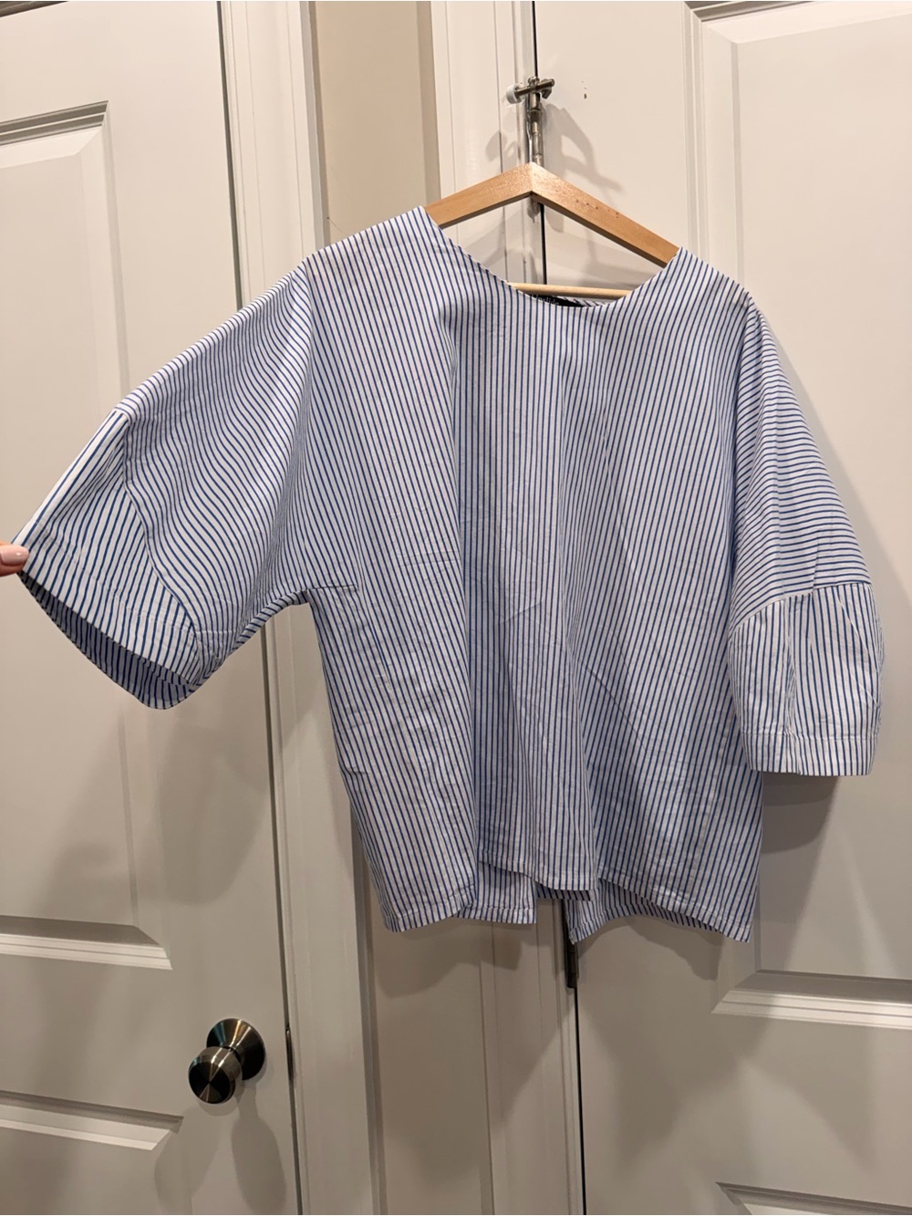 Relaxed Blue & White Stripe Cotton Blouse